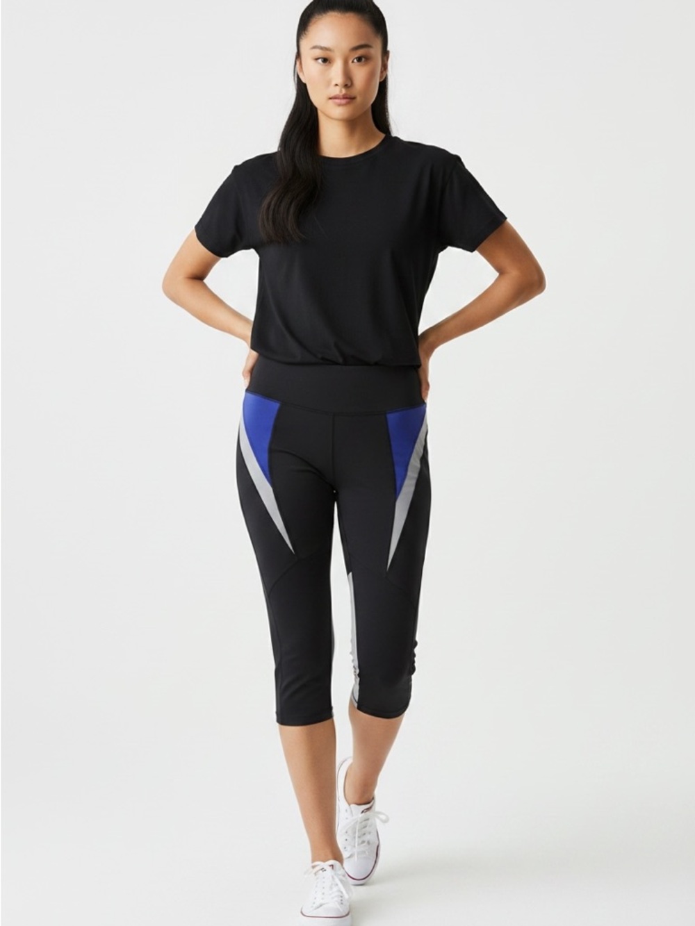 Pedal pusher retro sport pants leggings Karma yoga crop leggings capris black